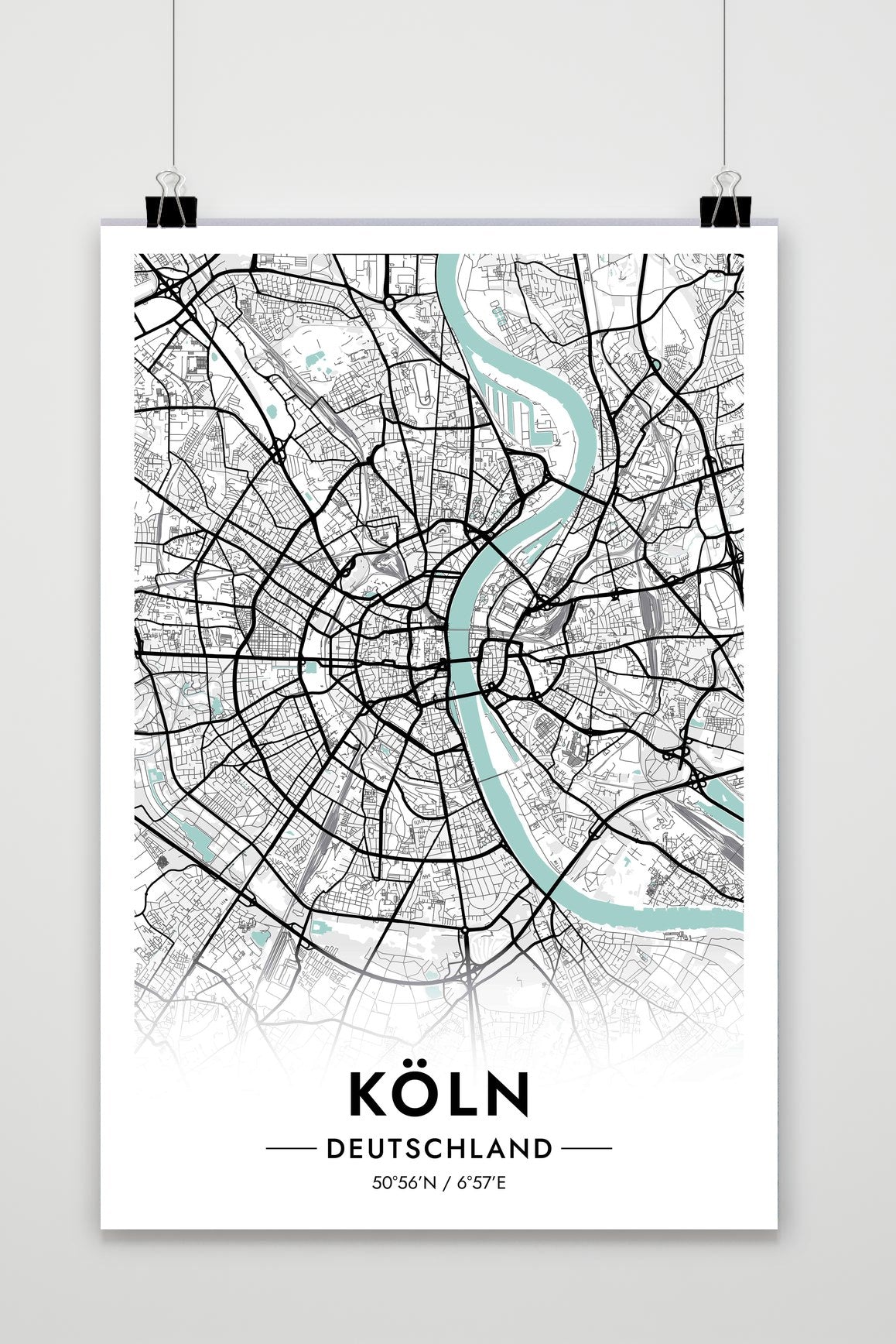 Affiche Cologne Carte Allemagne de 25 Artstreet