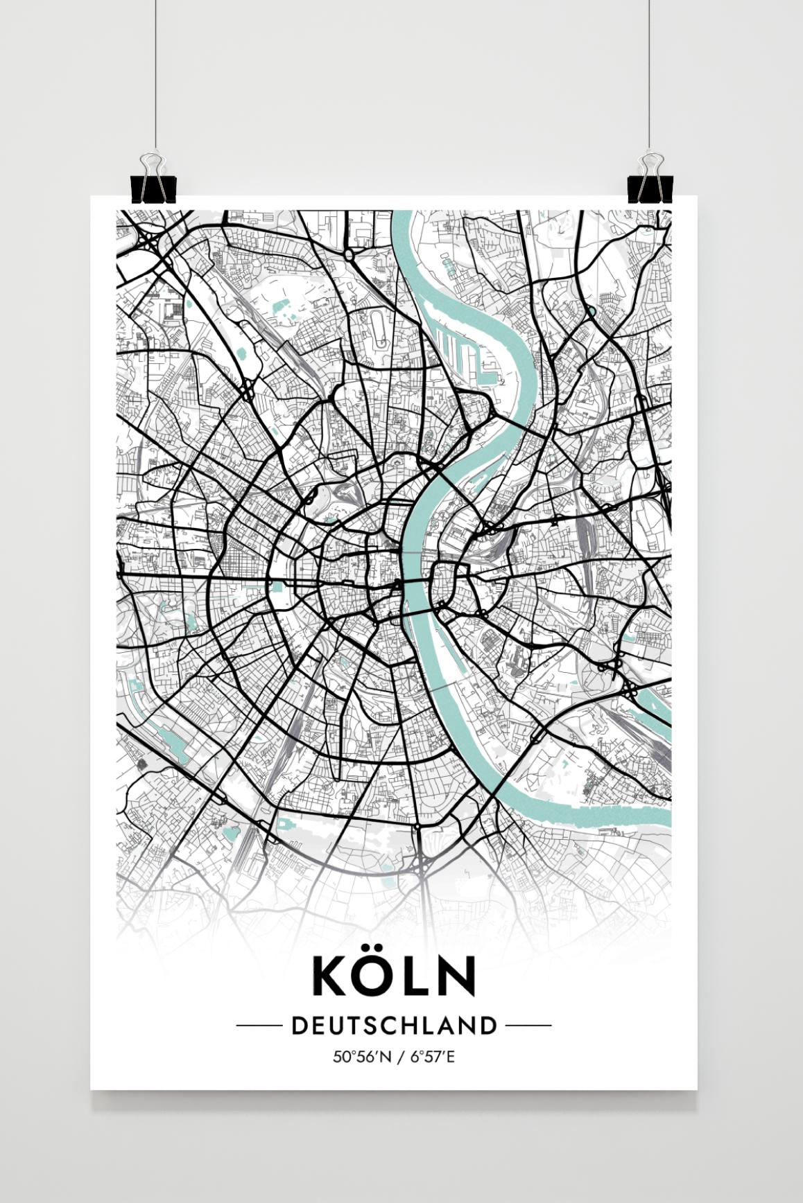 Cologne Carte Allemagne dans un intérieur