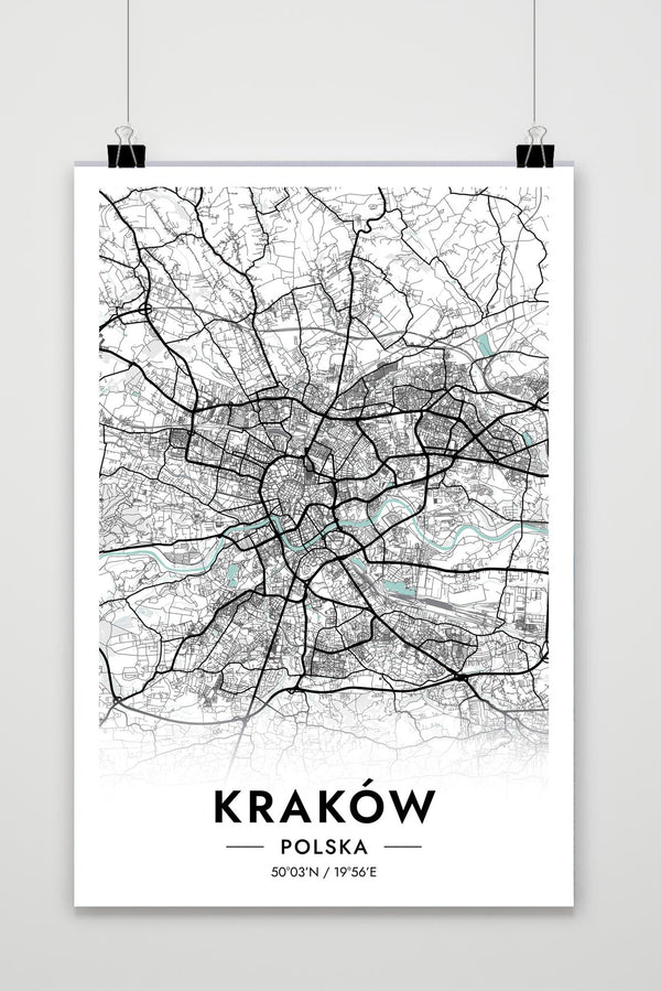 Póster Mapa de Cracovia, Polonia