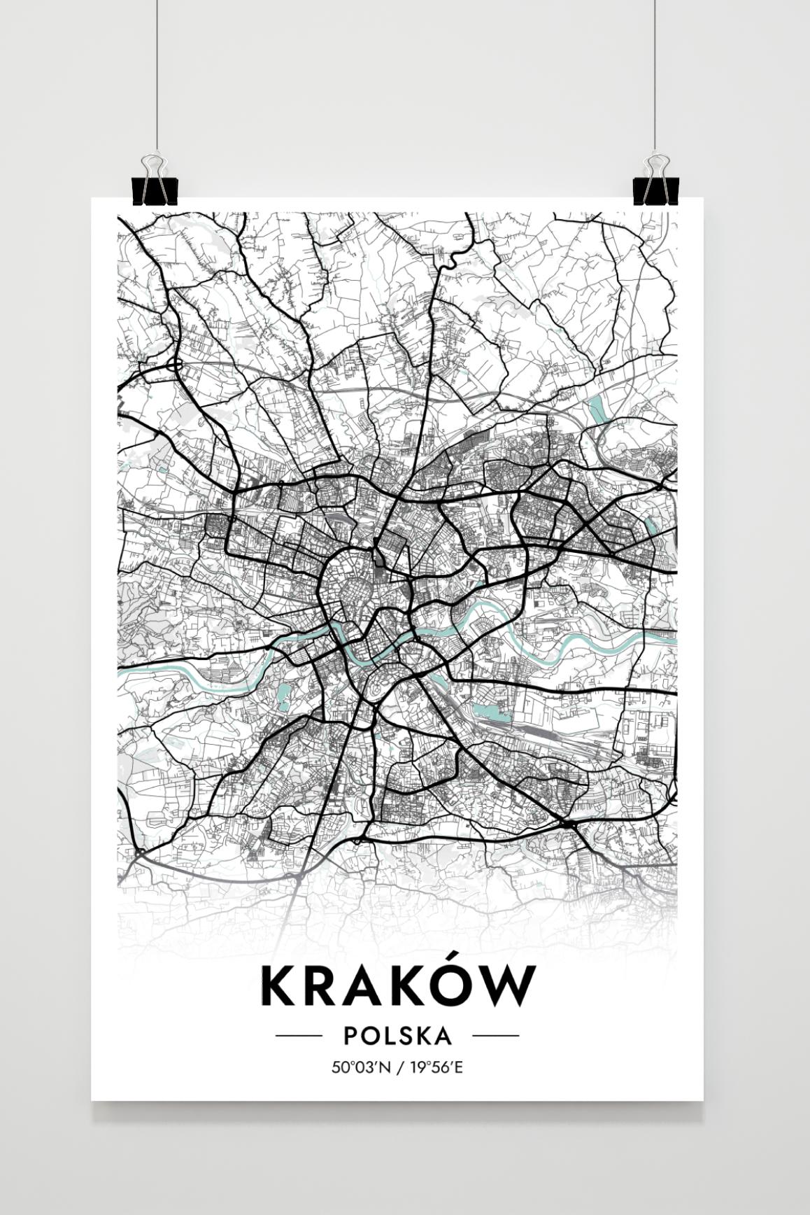 Cracovie Carte Pologne dans un intérieur