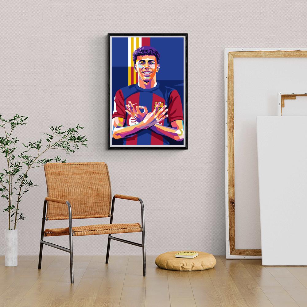 Lamine Yamal Pop Art dans un intérieur