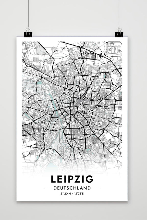 Leipzig Map Germany poster