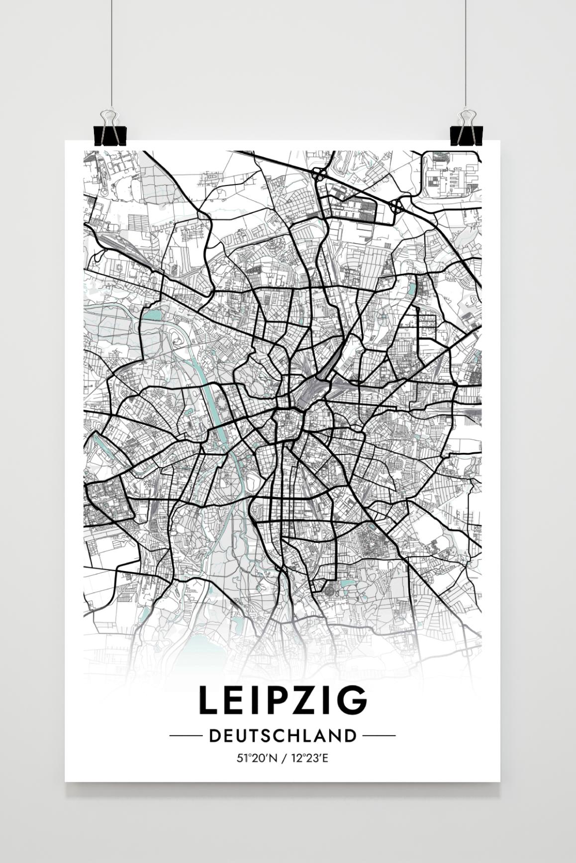 Leipzig Carte Allemagne dans un intérieur