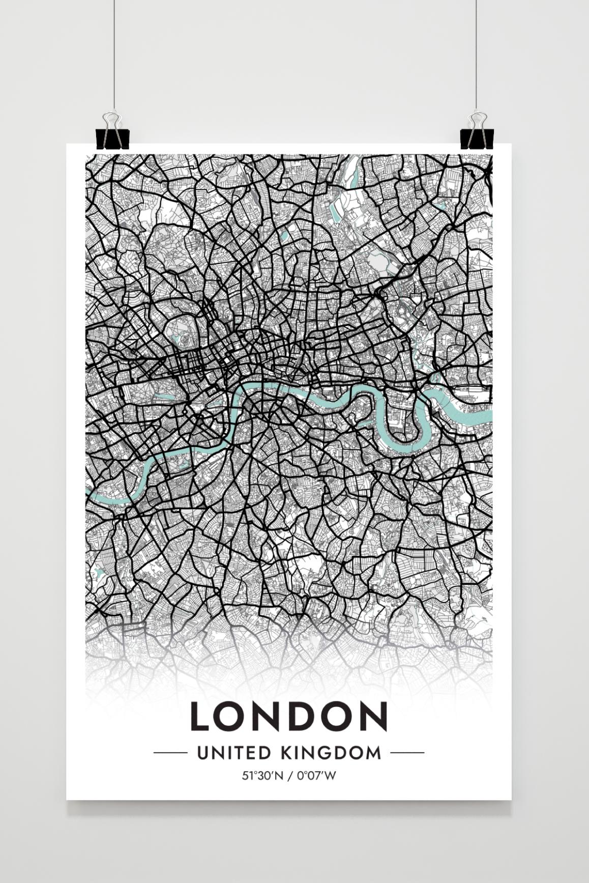 Londres Carte Royaume-Uni dans un intérieur