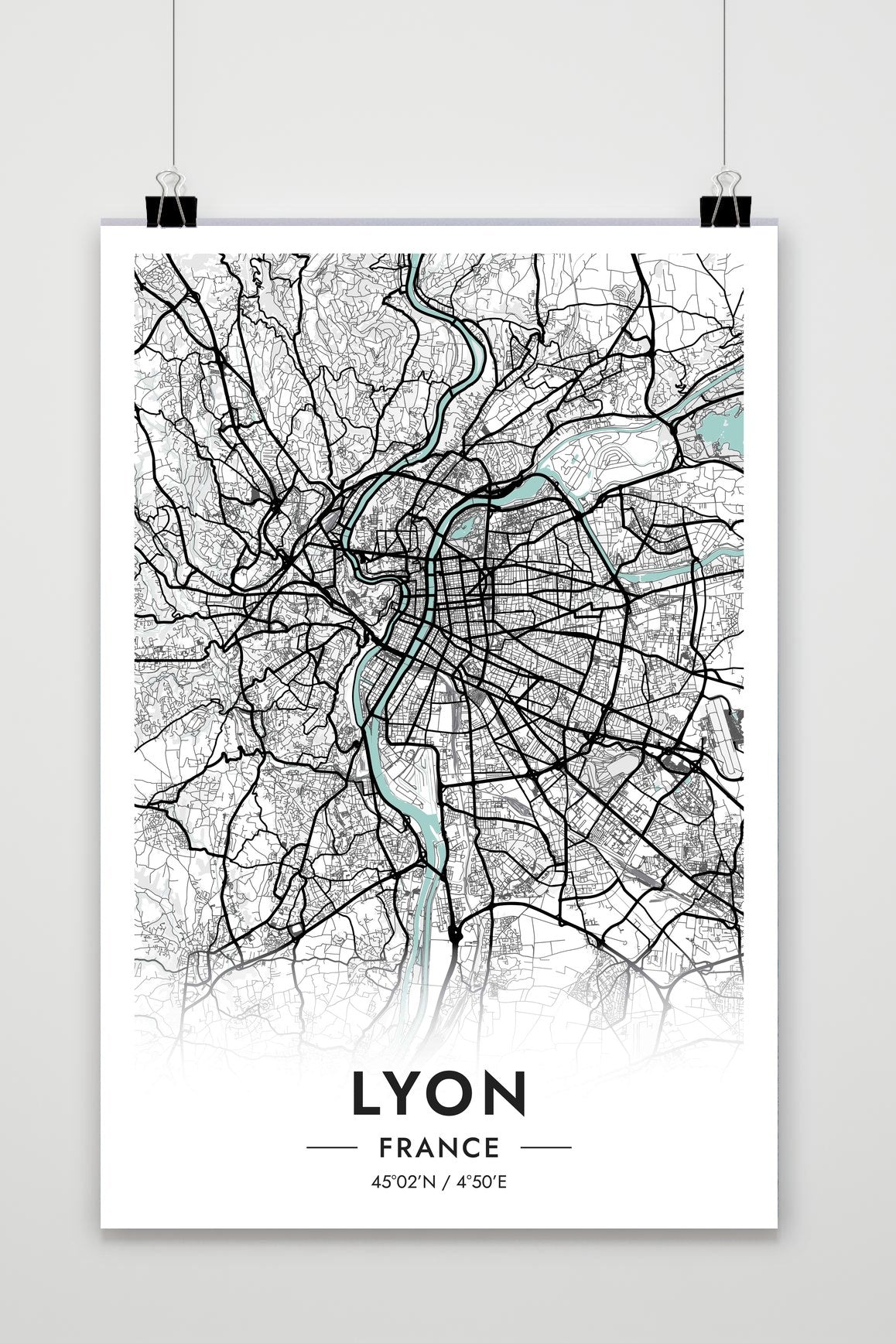 Affiche Lyon Carte France de 25 Artstreet