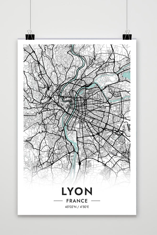 Affiche Lyon Carte France