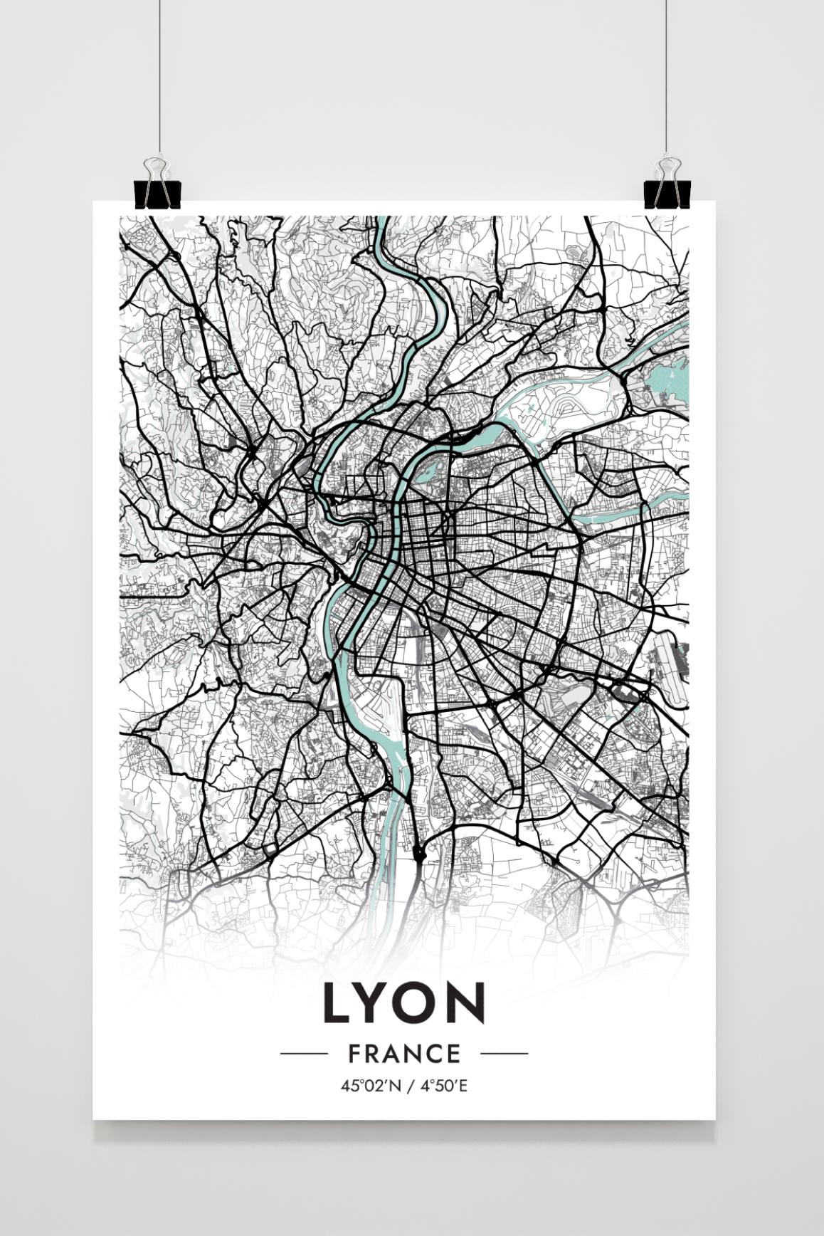 Lyon Carte France dans un intérieur