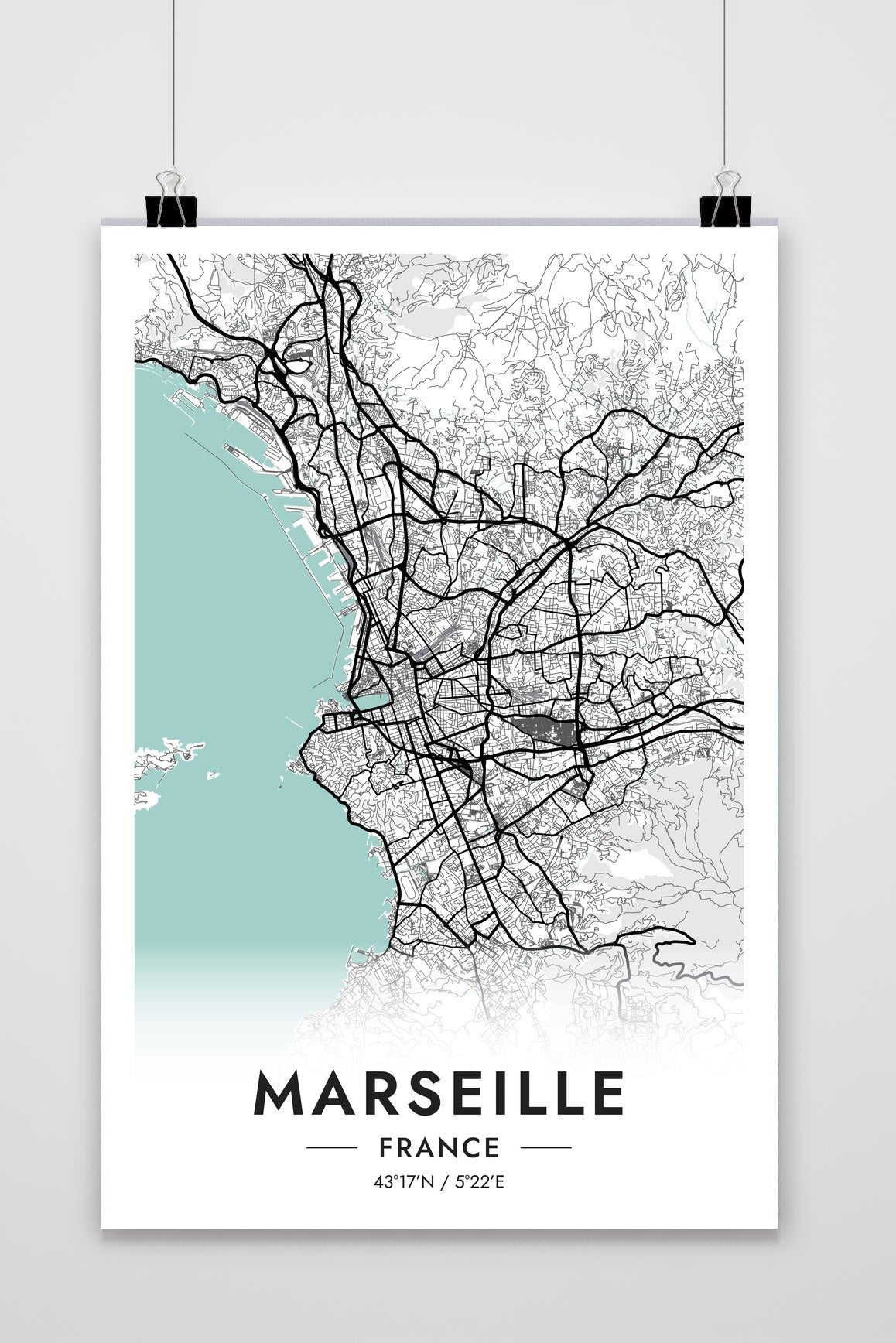 Affiche Marseille Carte France de 25 Artstreet