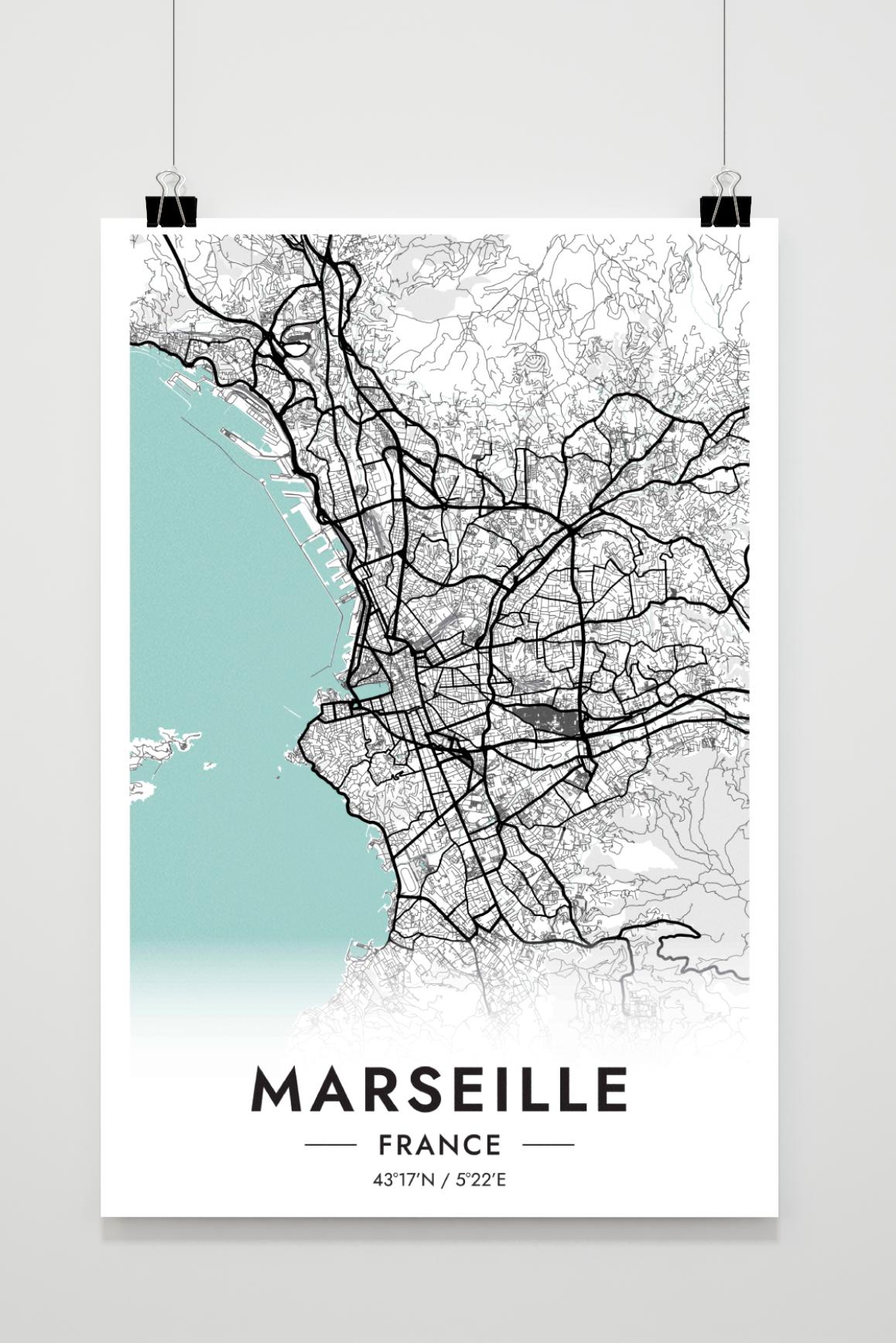 Marseille Carte France dans un intérieur