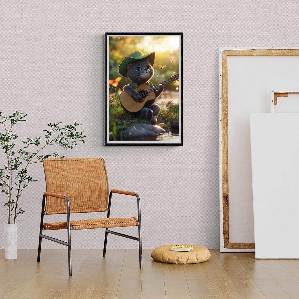 Chat Guitariste dans un intérieur