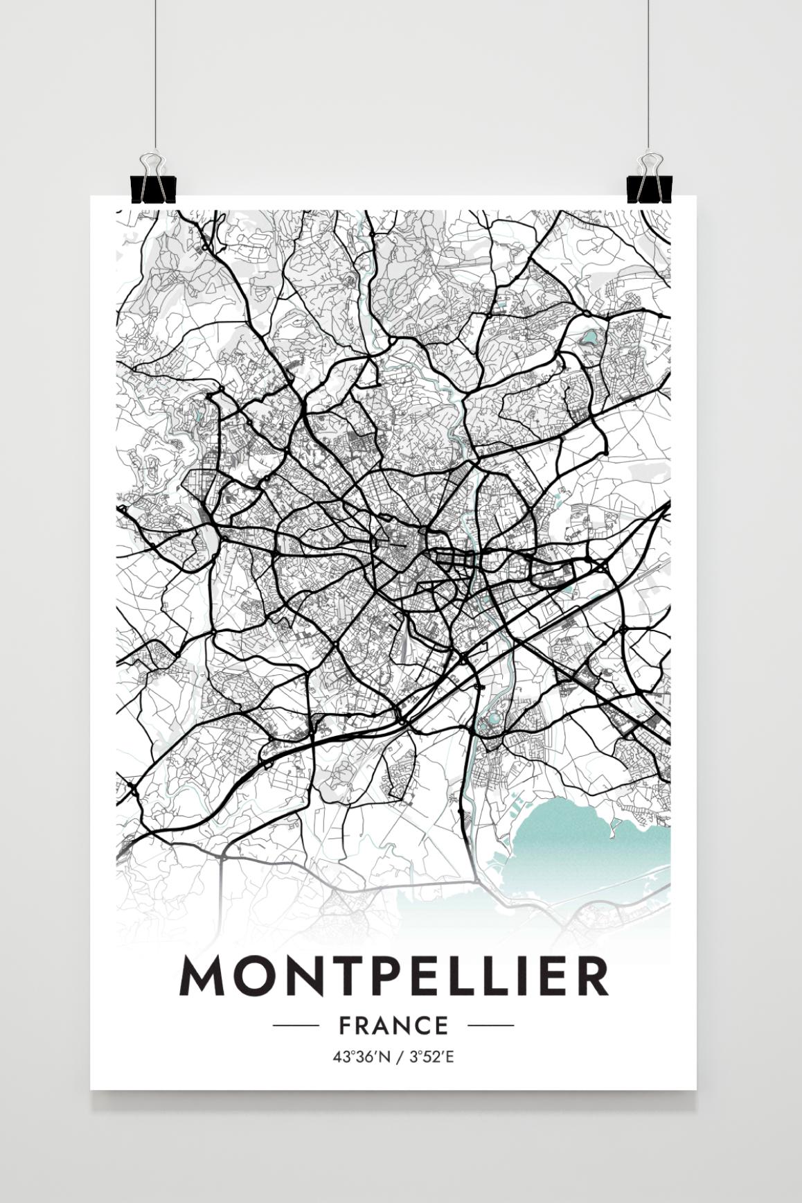 Montpellier Carte France dans un intérieur
