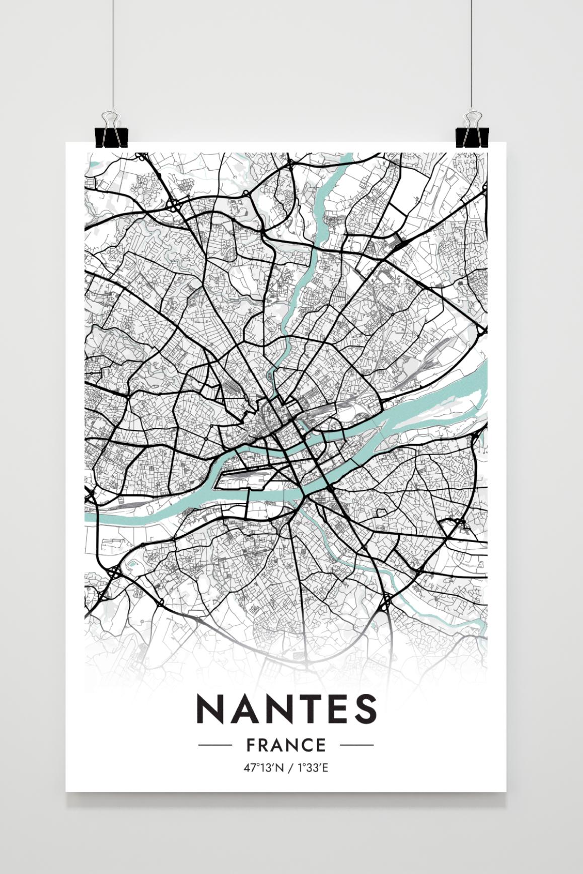 Nantes Carte France dans un intérieur