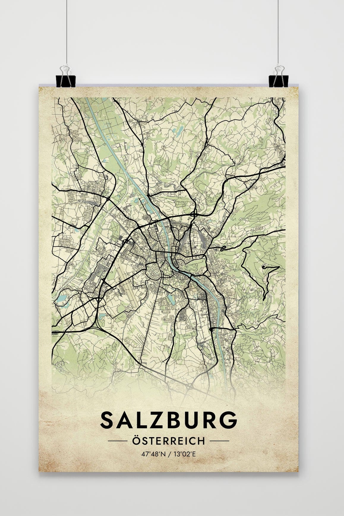 Affiche Salzbourg Carte Autriche de 25 Artstreet