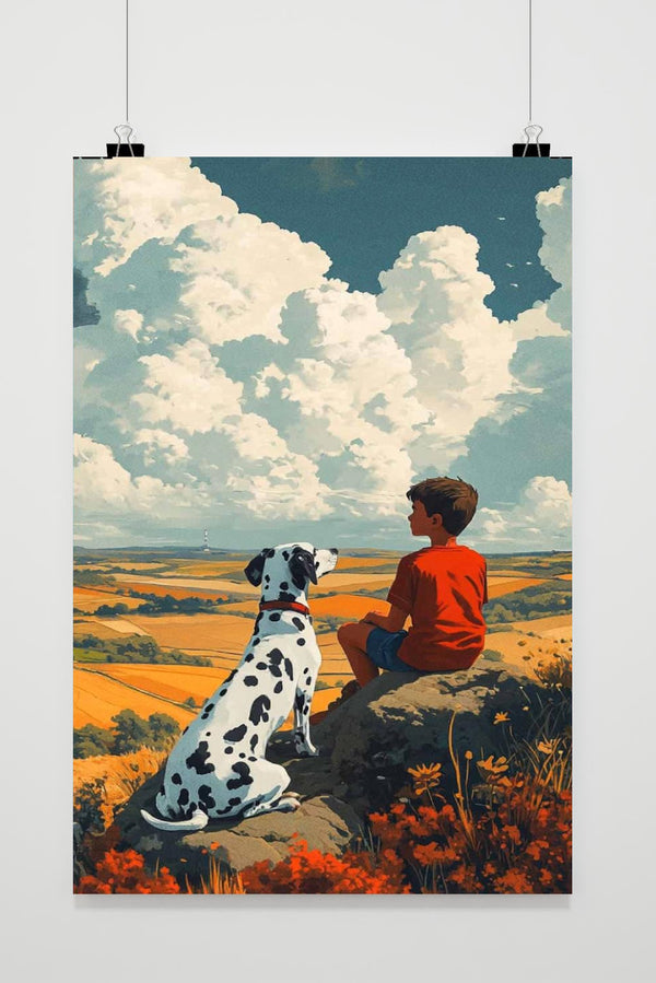 Boy with Dalmatian poster