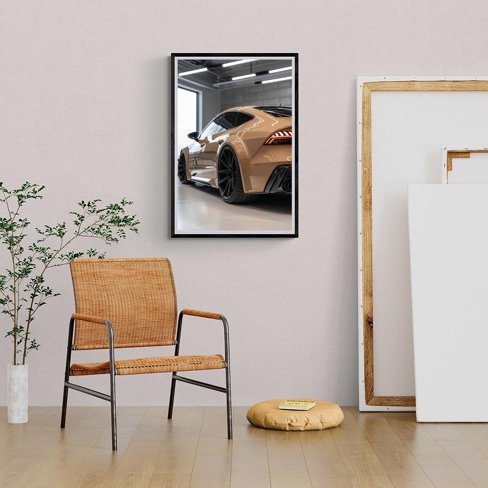Voiture de Sport Beige dans un intérieur