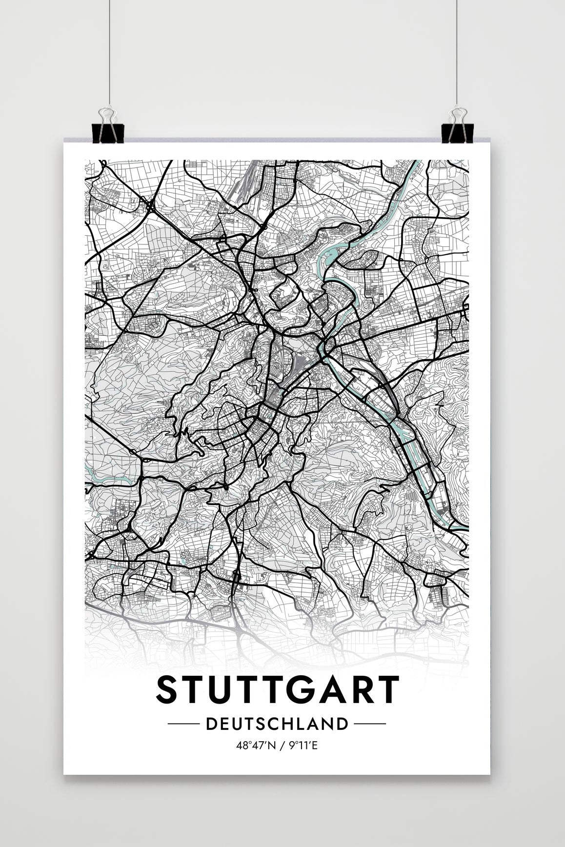 Affiche Stuttgart Carte Allemagne de 25 Artstreet