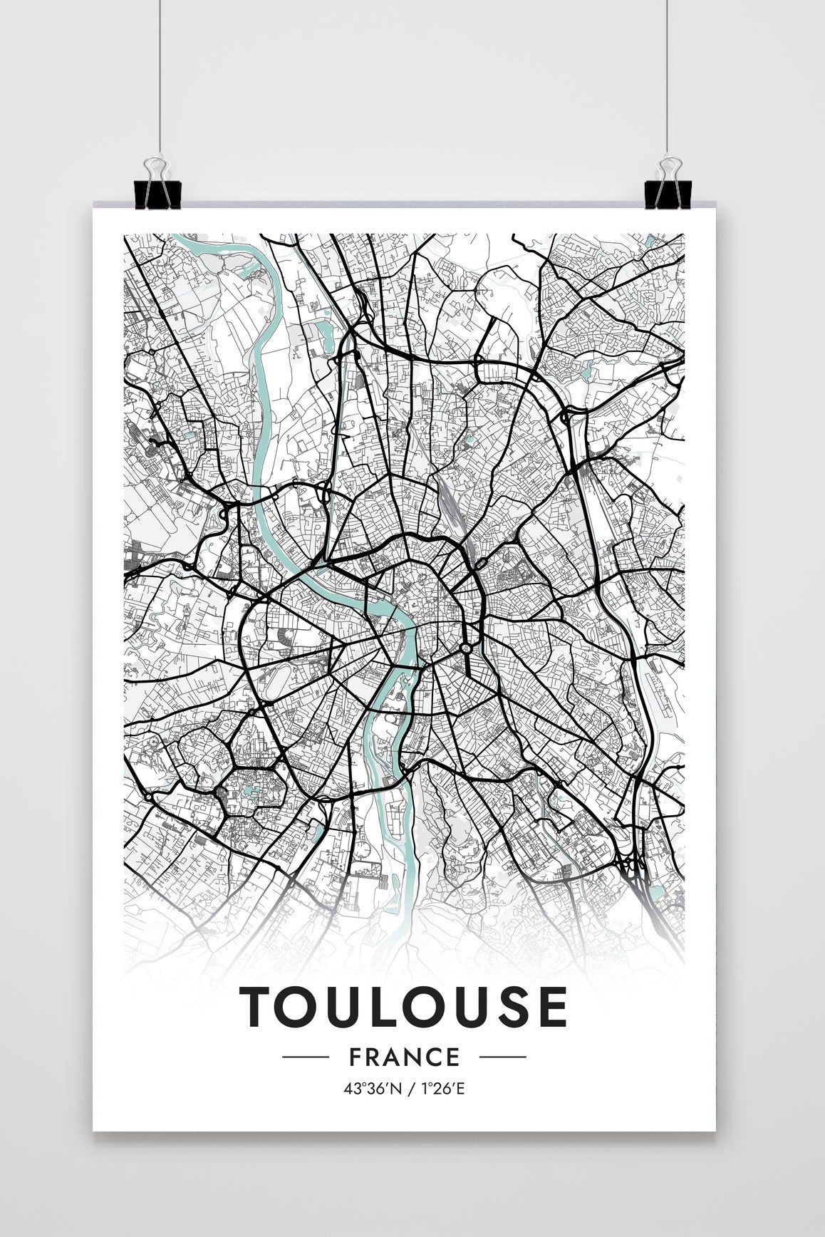 Affiche Toulouse Carte France de 25 Artstreet