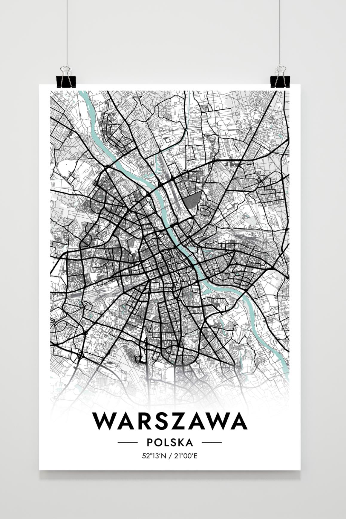 Varsovie Carte Pologne dans un intérieur