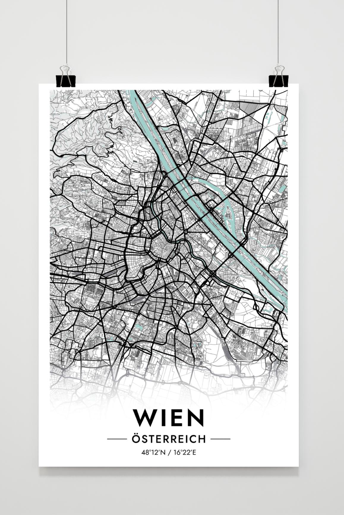 Vienne Carte Autriche dans un intérieur
