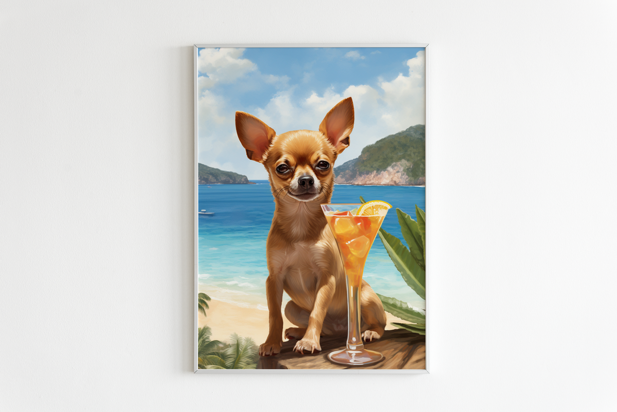 Chihuahua à la Plage dans un intérieur