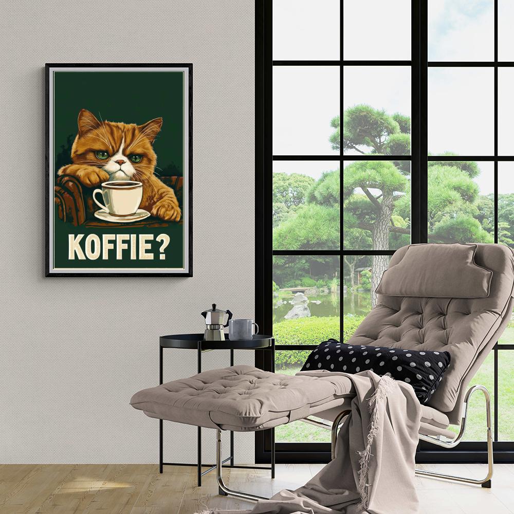 Koffie? Kat en un interior