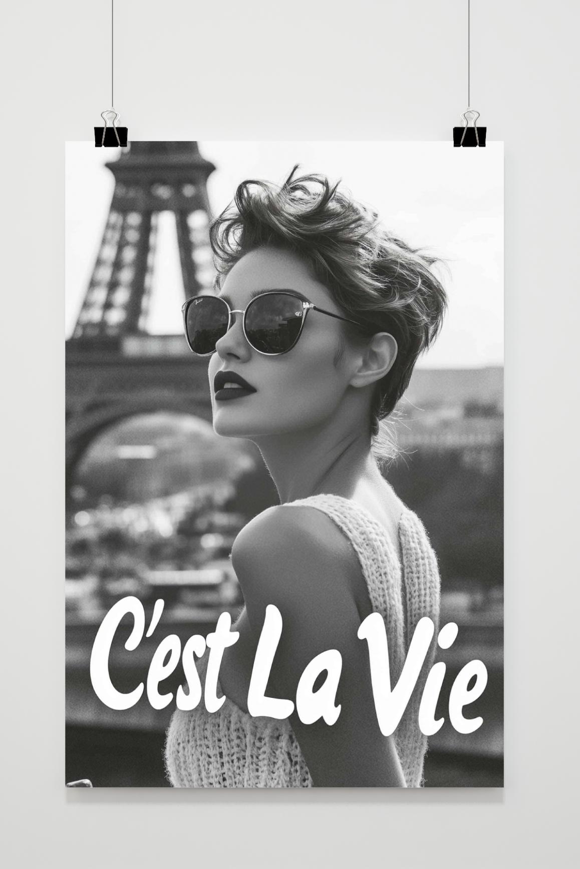 Affiche C'est La Vie Zwart-Wit de 25 Artstreet