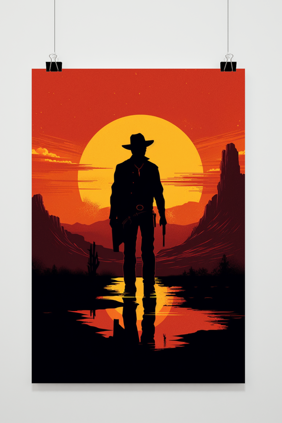 Cowboy Sunset Poster