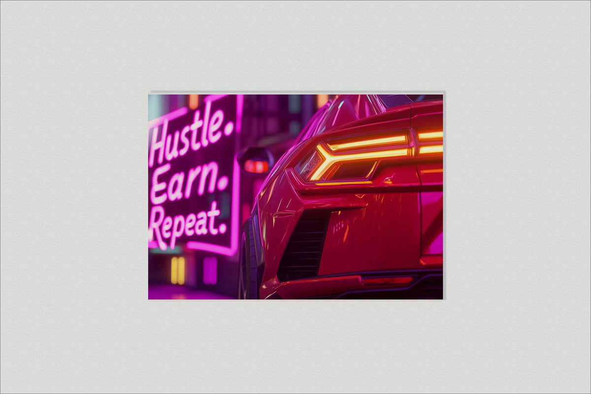 Hustle Earn Repeat dans un intérieur