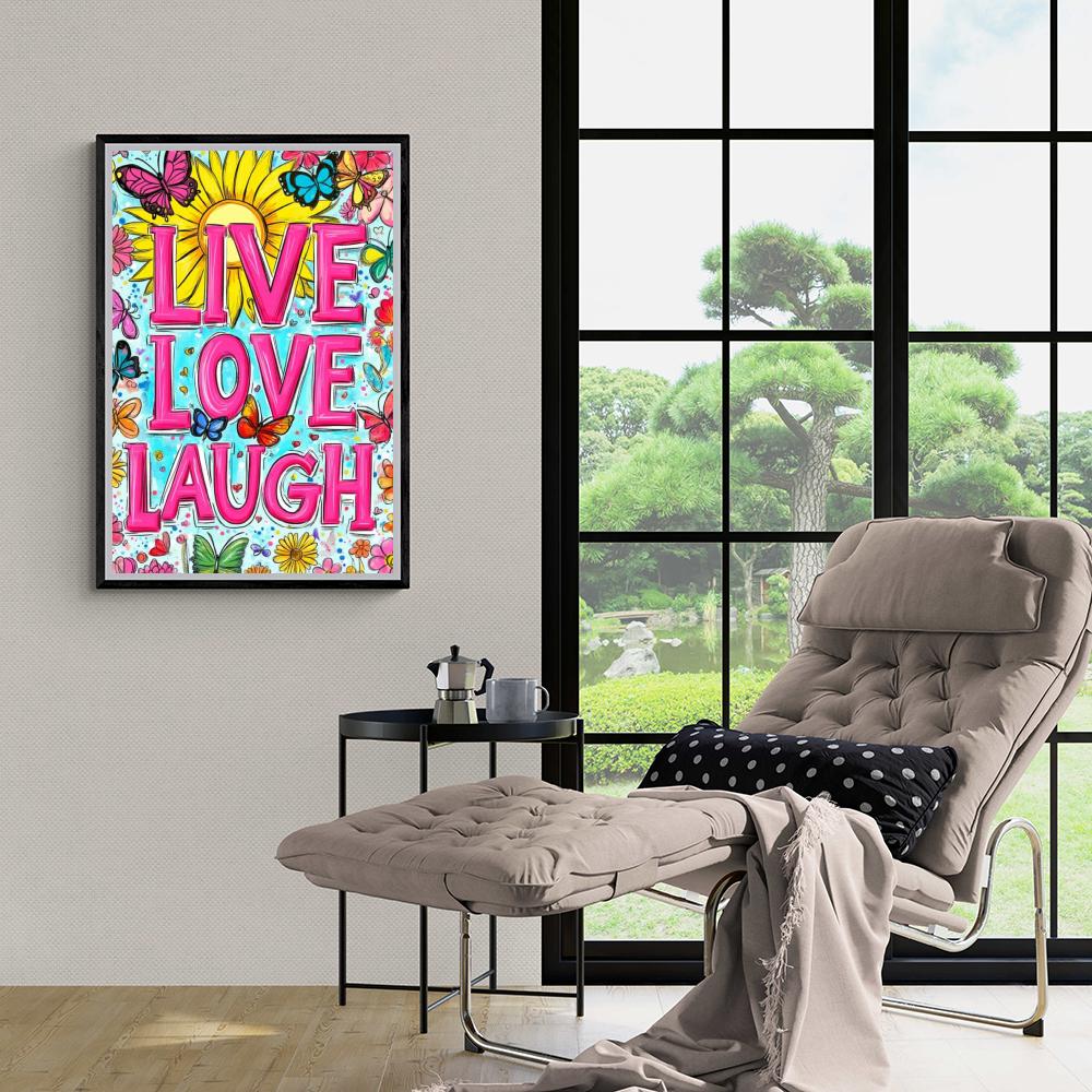 Live Love Laugh dans un intérieur