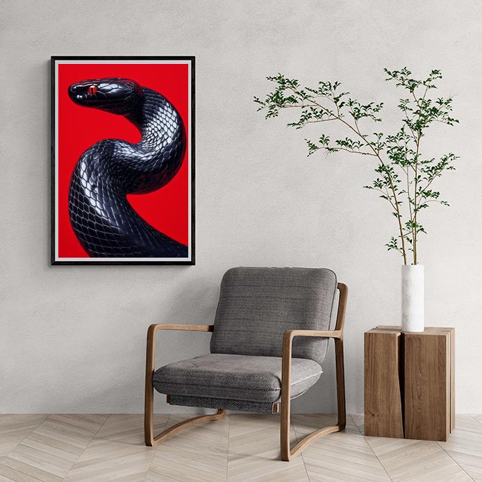 Serpent Noir dans un intérieur
