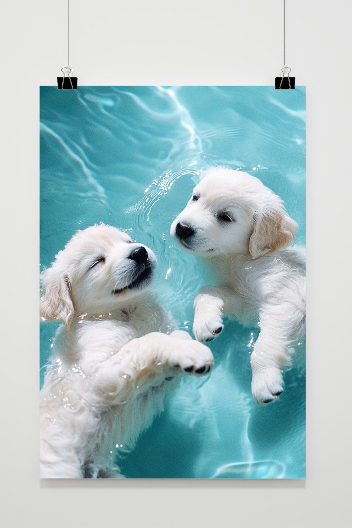 Affiche Chiots à la Nage de 25 Artstreet