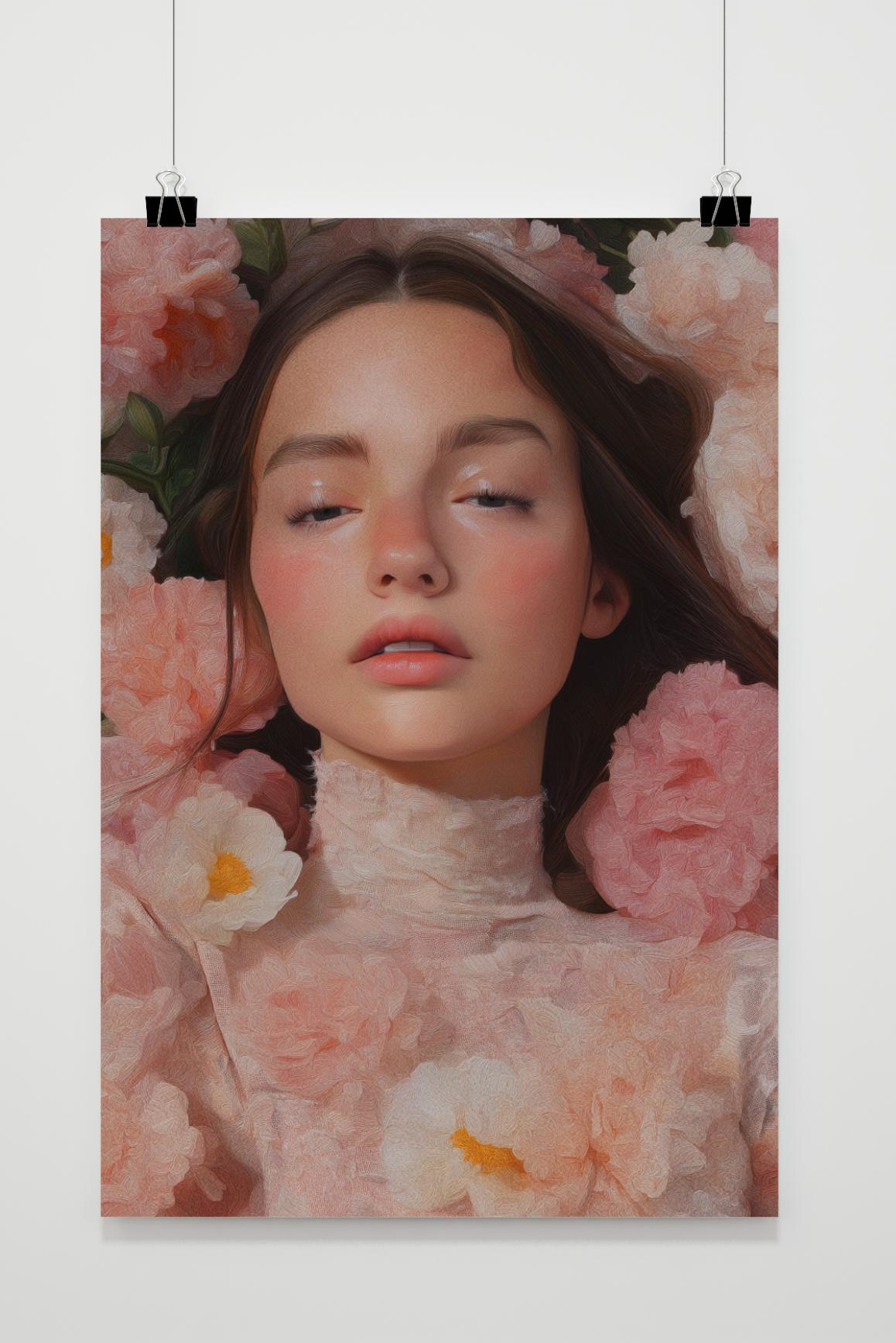 Affiche Fille et Fleurs de 25 Artstreet