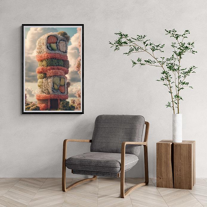 Rouleau de Sushi au Thon dans un intérieur