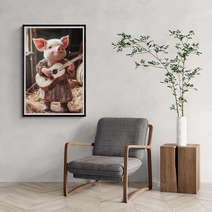 Cochon Guitare dans un intérieur