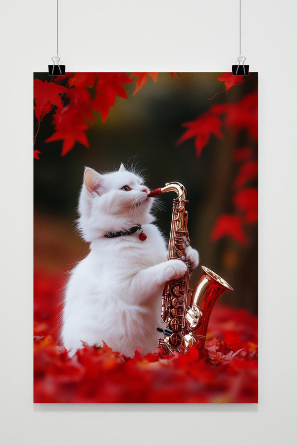 Cat with Saxophone poster