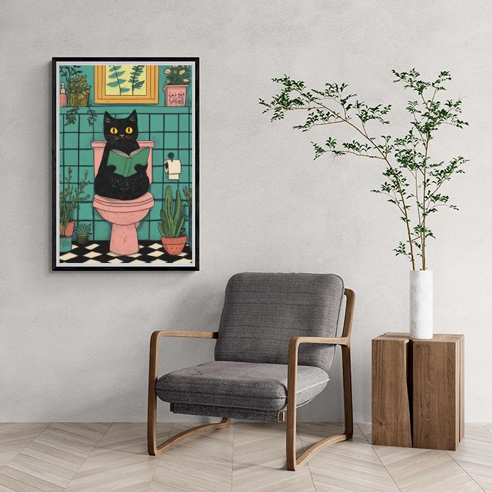 Chat aux Toilettes dans un intérieur