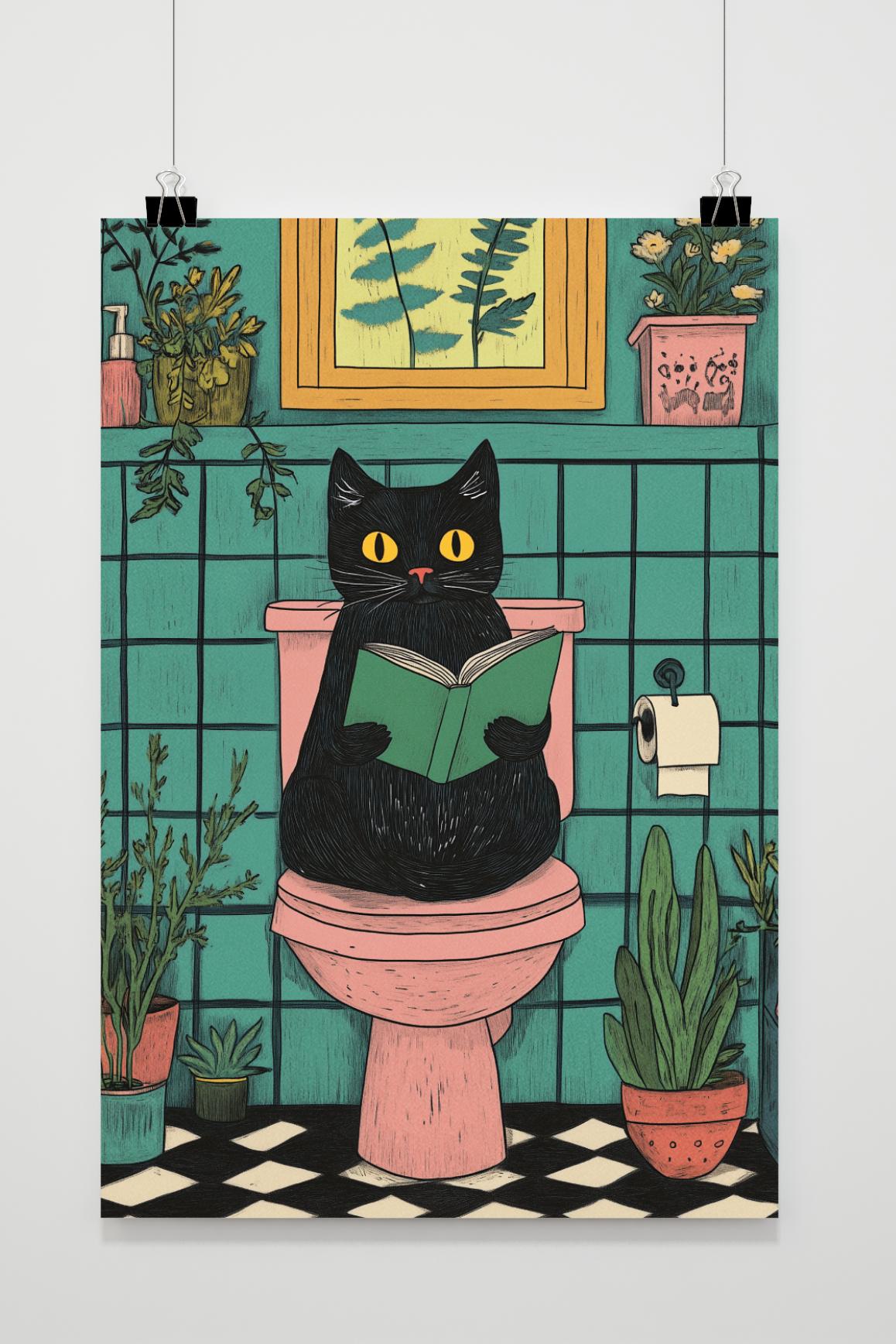 Affiche Chat aux Toilettes de 25 Artstreet