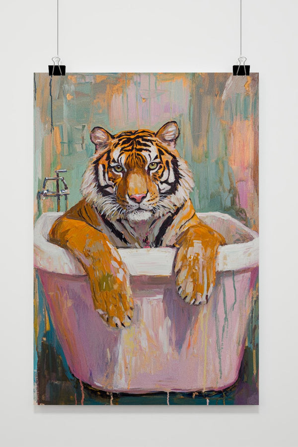 Tiger in der Badewanne Poster
