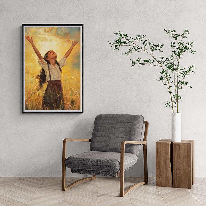 Fille dans un Champ dans un intérieur