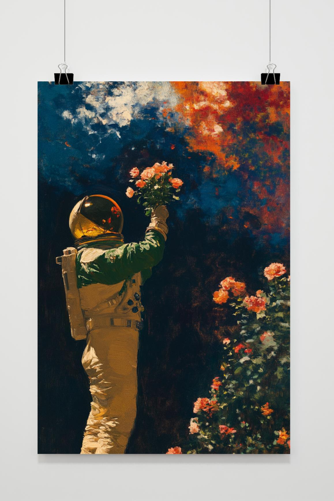 Affiche Astronaut Bloemen de 25 Artstreet
