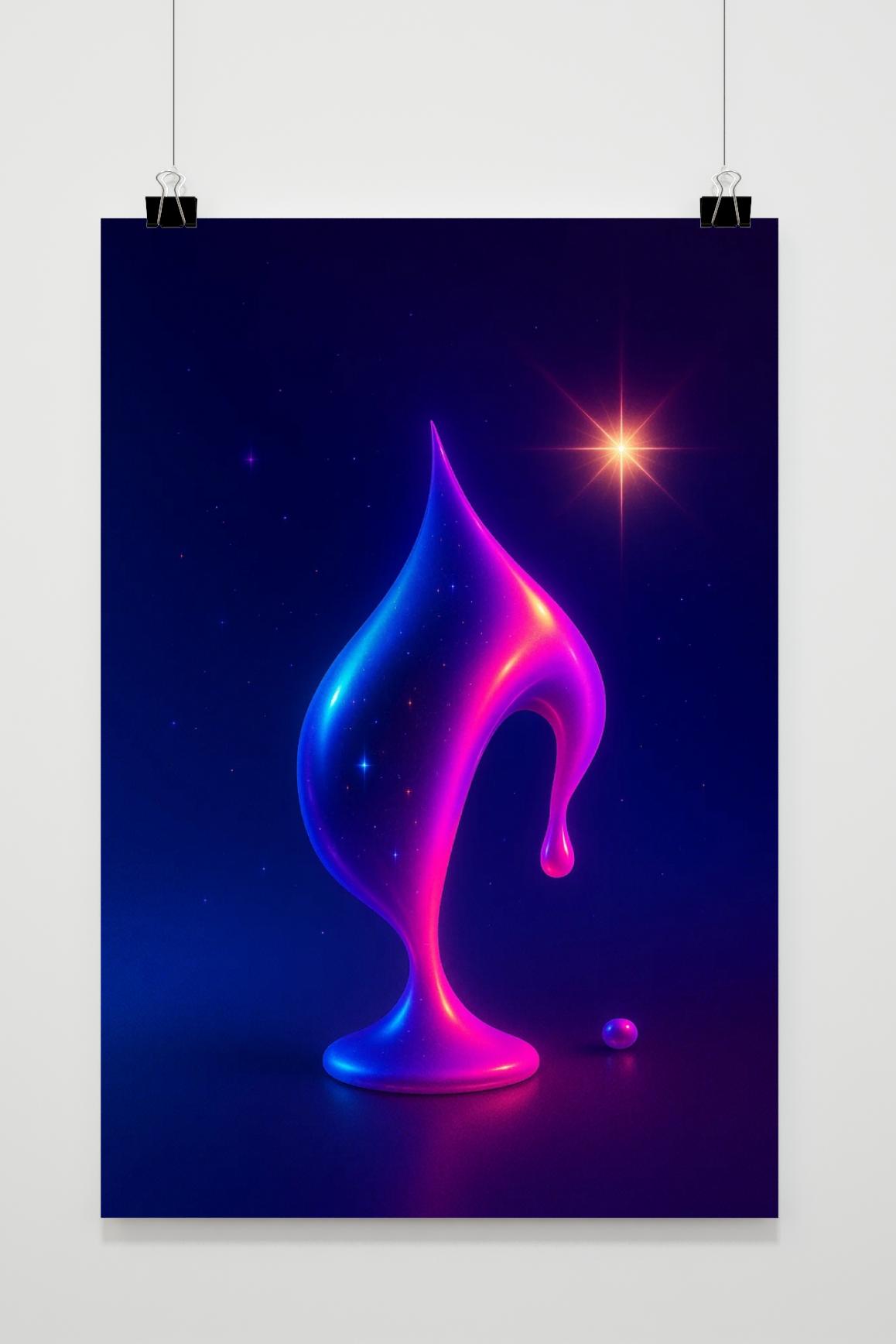 Fluid Art Neon Glowing Cosmic im Interieur
