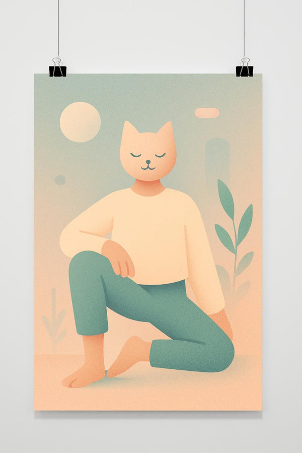 Póster Cat Man Minimalist Fantasy