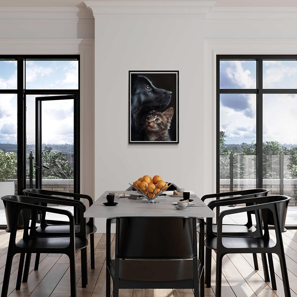 Chien et Chat dans un intérieur