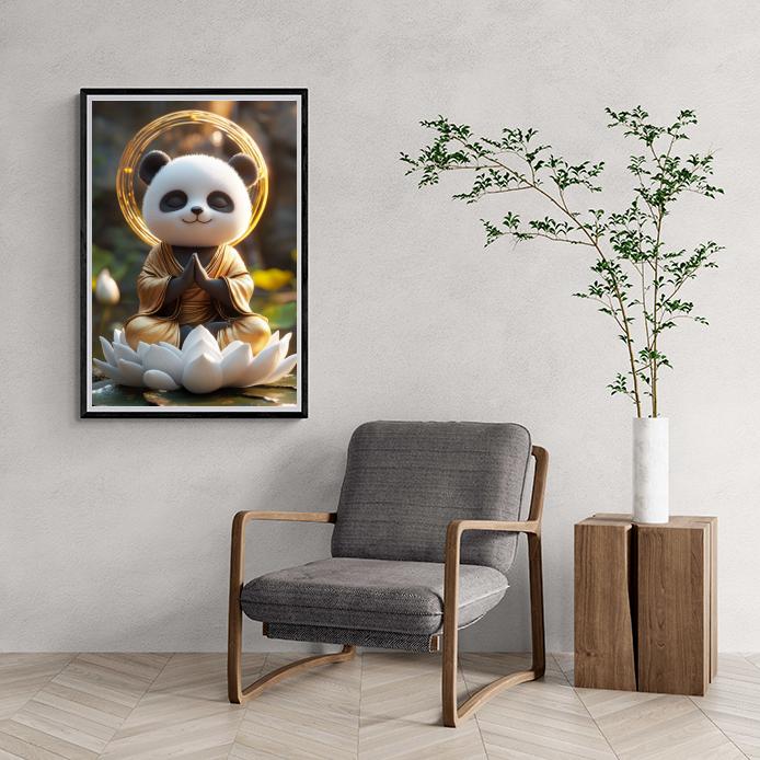 Panda Meditando en un interior