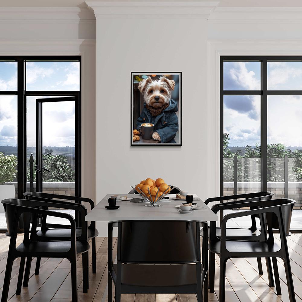 Chien et Café dans un intérieur