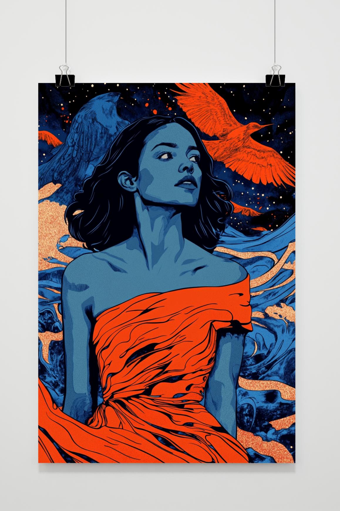 Affiche Femme Oiseau de 25 Artstreet