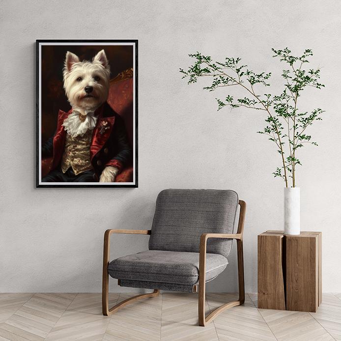 Perro con Traje en un interior