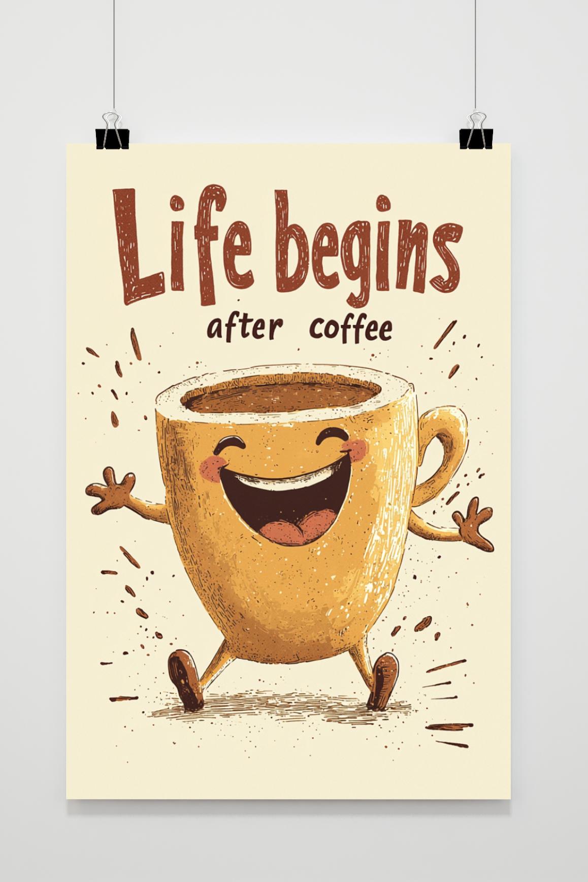 Affiche Life begins after Coffee de 25 Artstreet