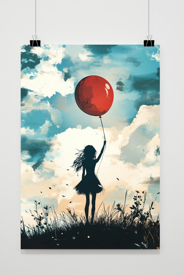 Meisje met Ballon Natuur poster