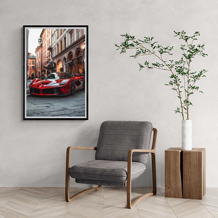 Voiture de Sport Rouge dans un intérieur